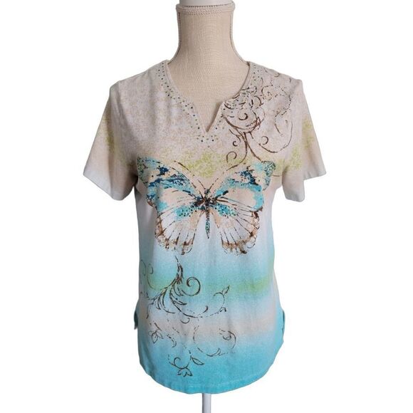 Alfred Dunner Butterfly Top, Blouse - Picture 4 of 6